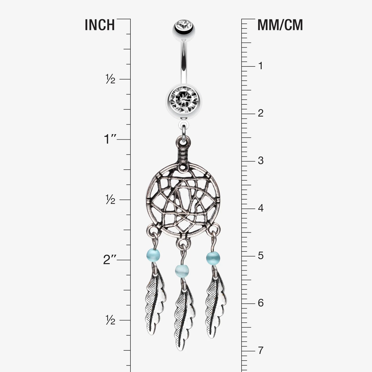 Classic Pewter Dream Catcher Belly Ring - Image 2