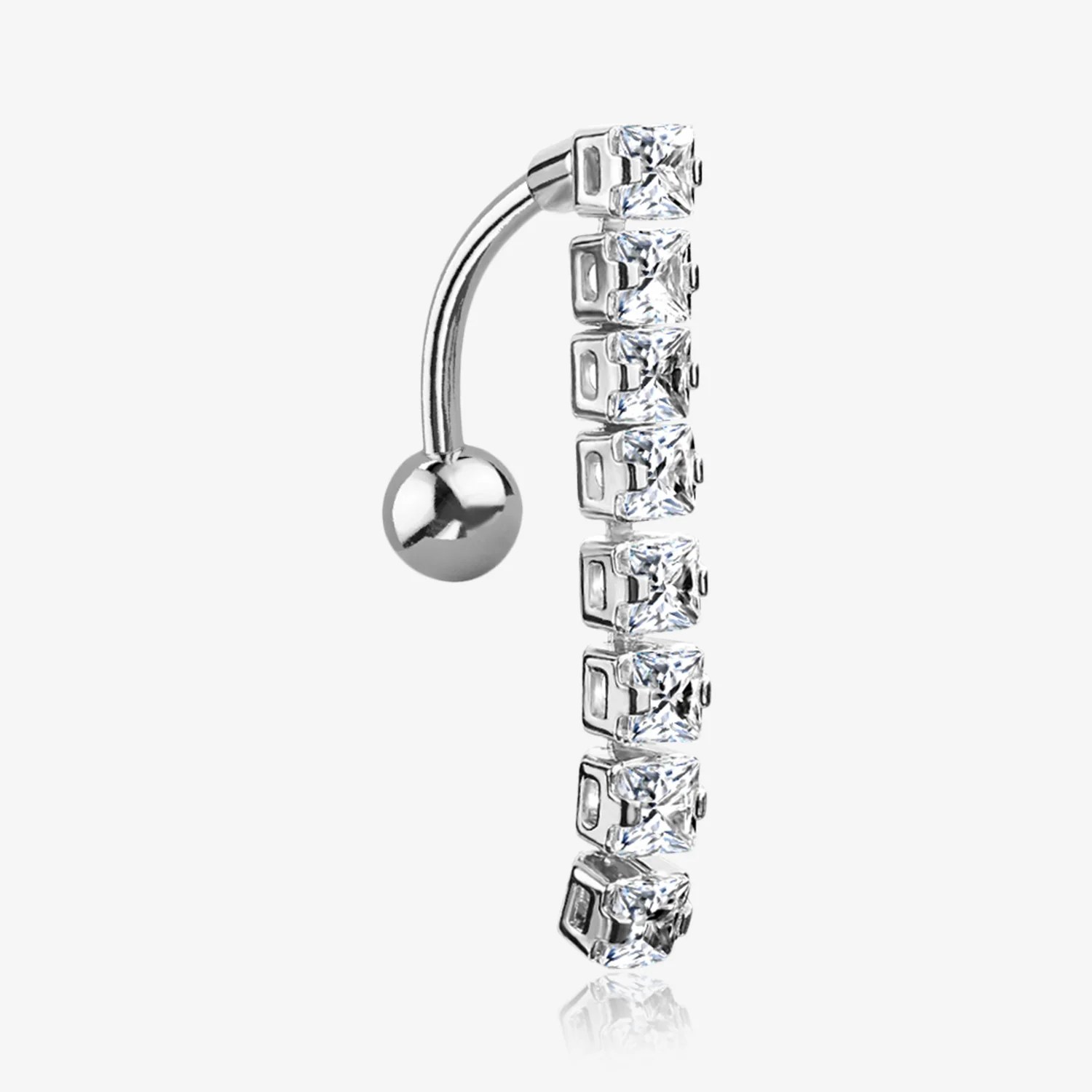 Classic Princess Gems Vertical Sparkle Reverse Belly Button Ring