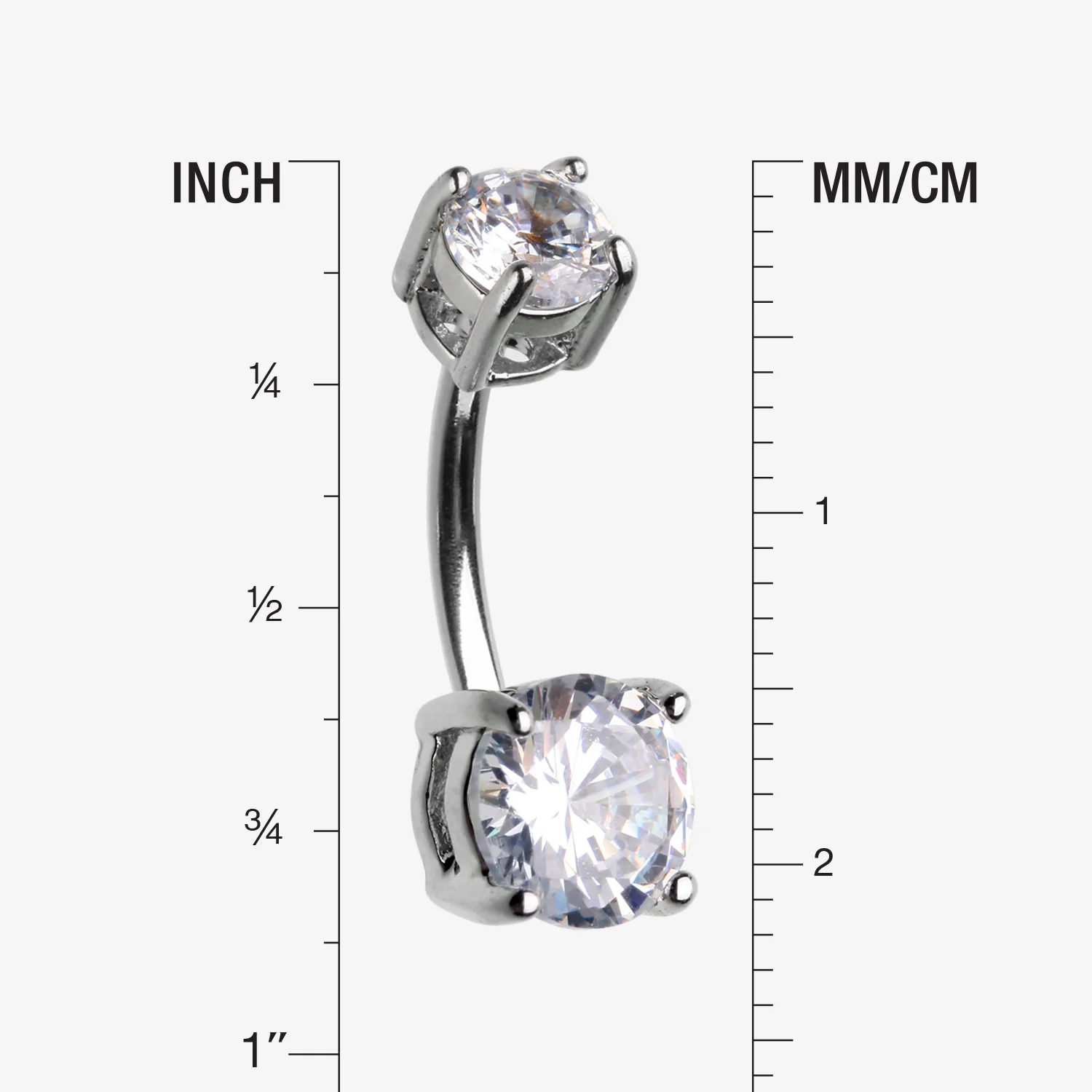 Classic Sparkle Gem Prong Set Internally Threaded Belly Button Ring - Image 2