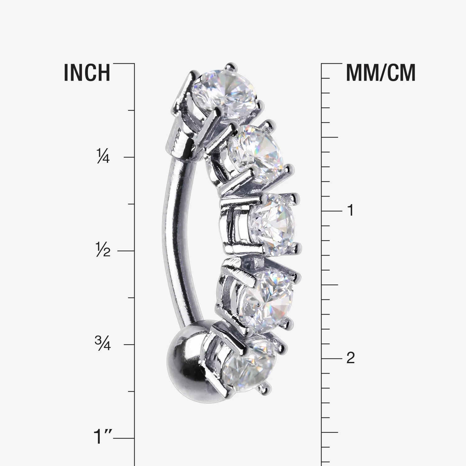Classic Vertical Sparkles Reverse Belly Button Ring - Image 2