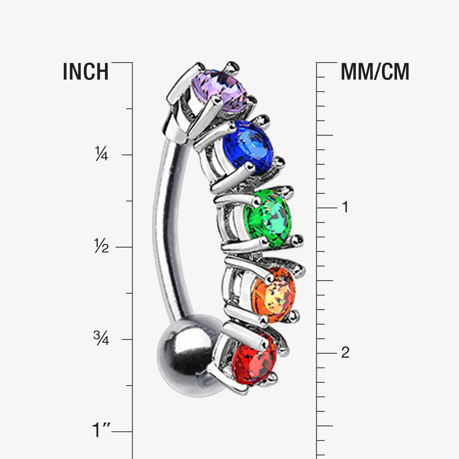 Classic Vertical Sparkles Reverse Belly Button Ring - Image 2