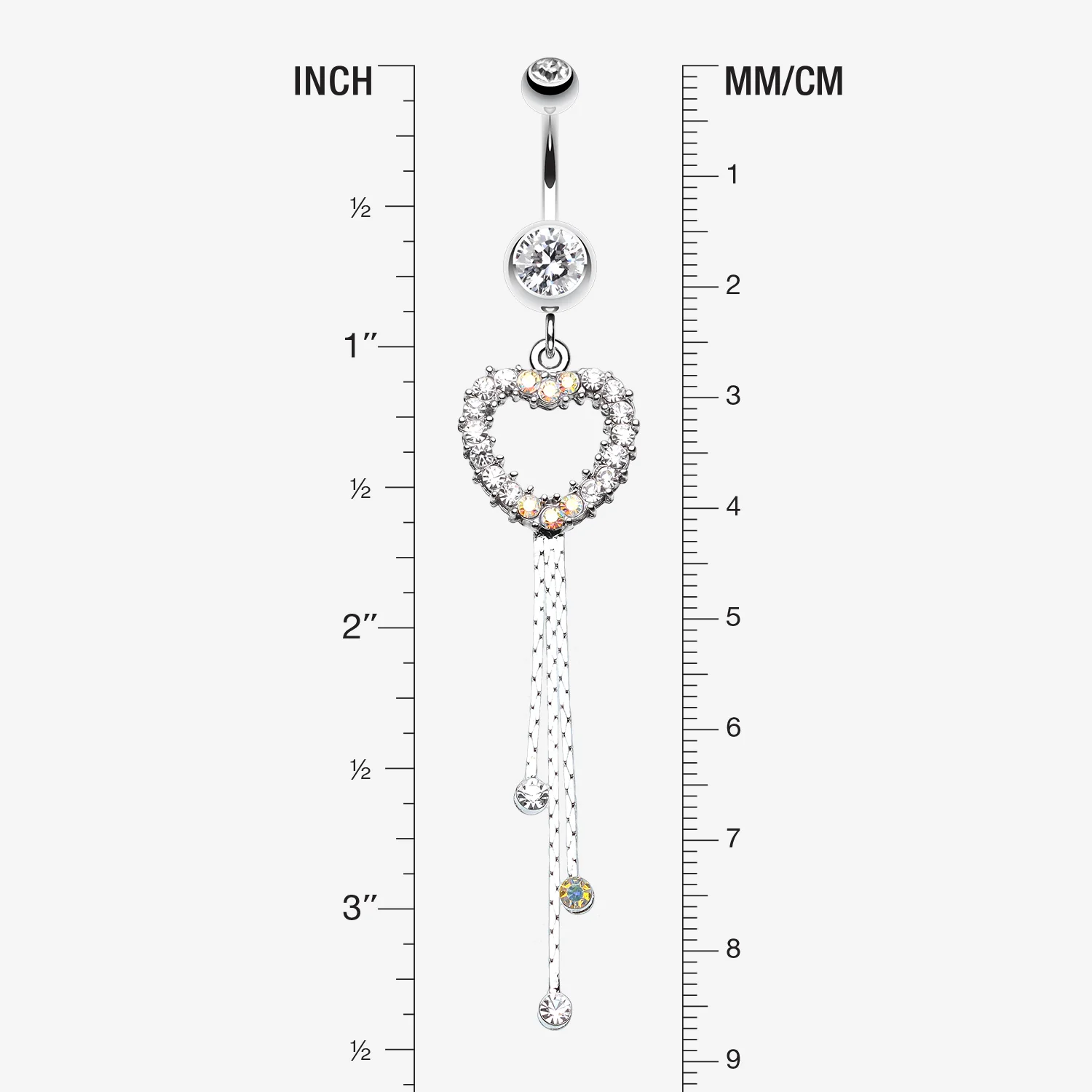 Classy Heart Cascading Belly Button Ring - Image 2