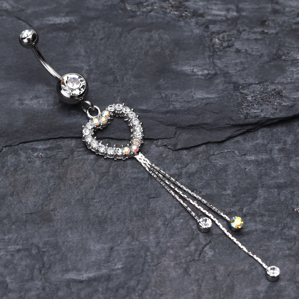 Classy Heart Cascading Belly Button Ring - Image 3