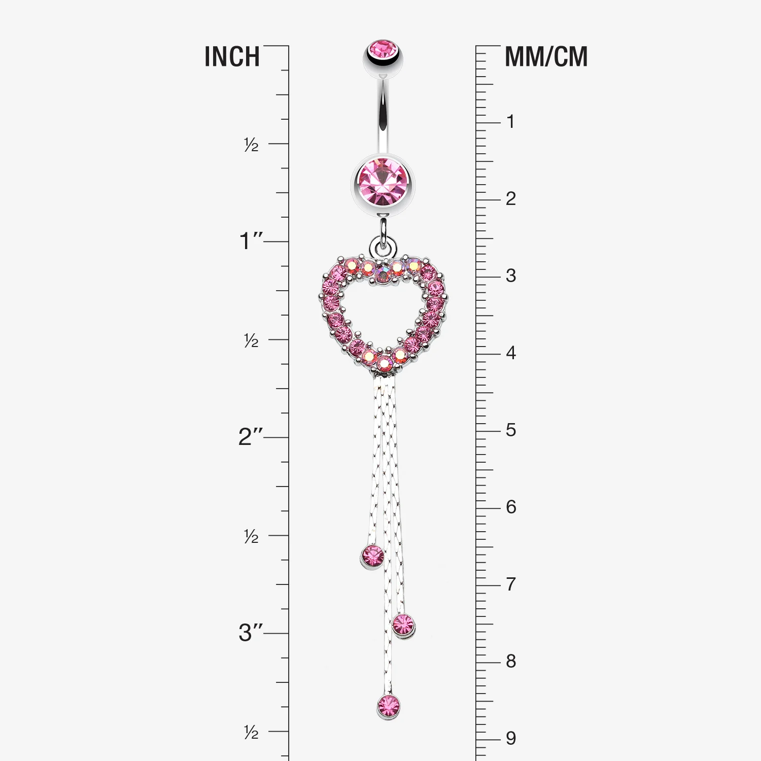 Classy Heart Cascading Belly Button Ring - Image 2