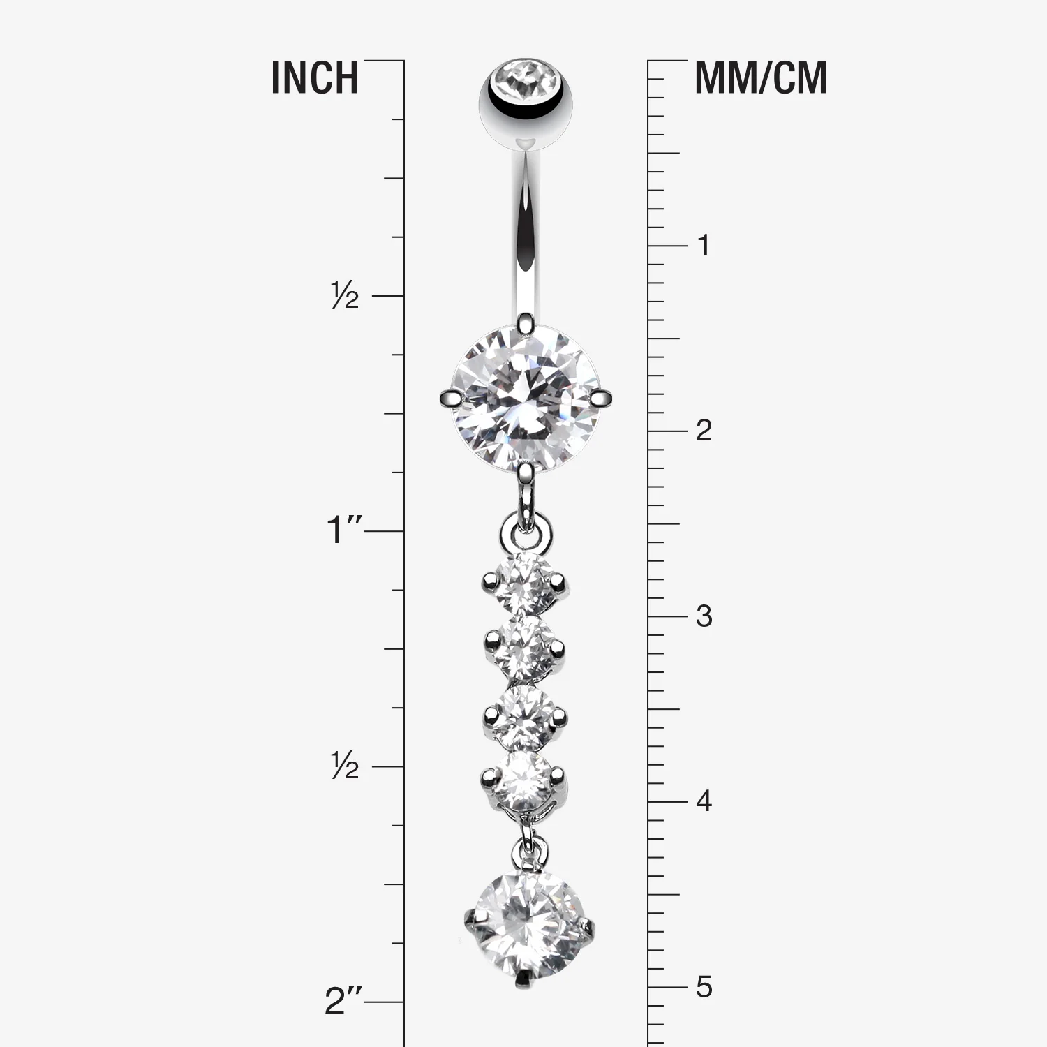 Classy Multi Gem Belly Button Ring - Image 2