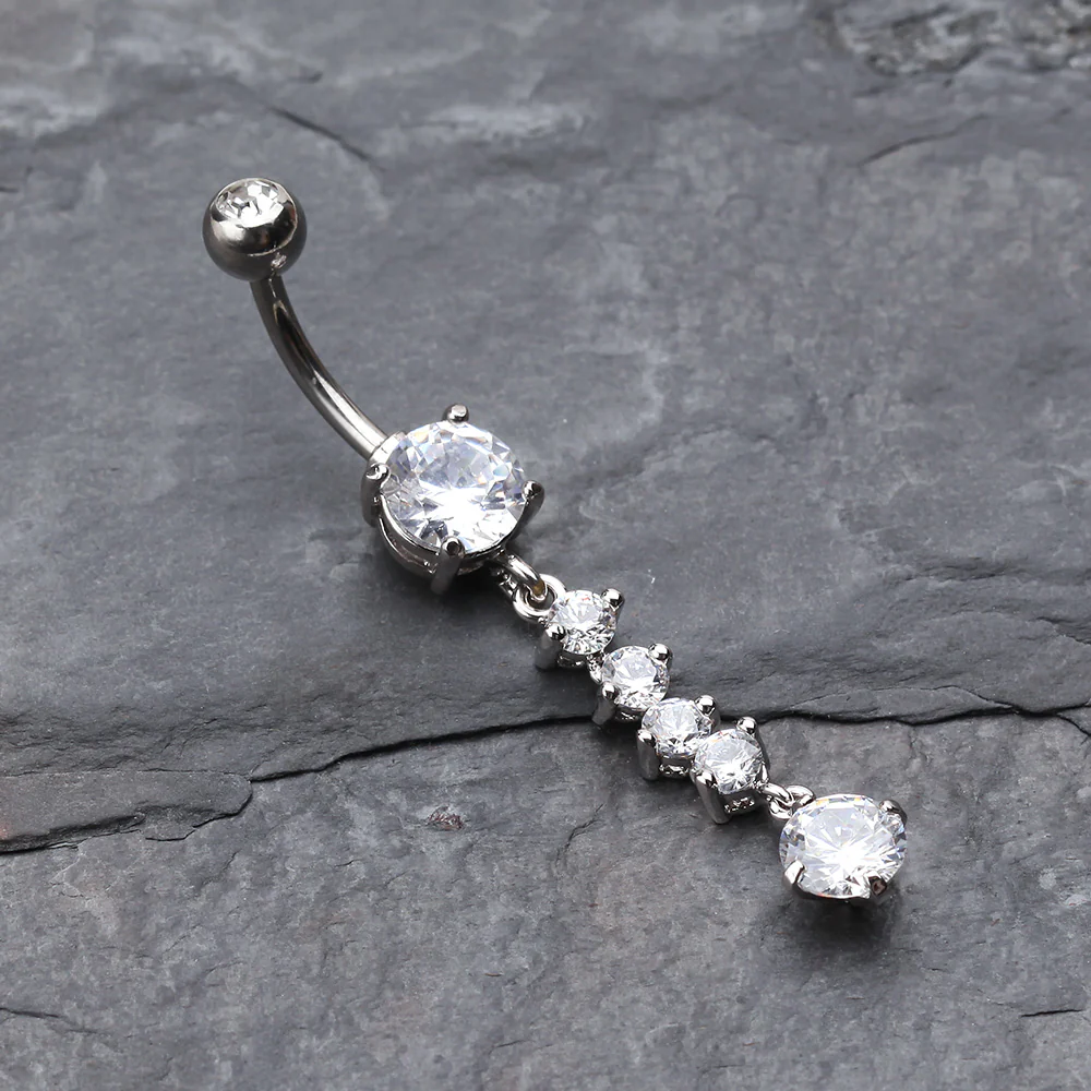 Classy Multi Gem Belly Button Ring - Image 3