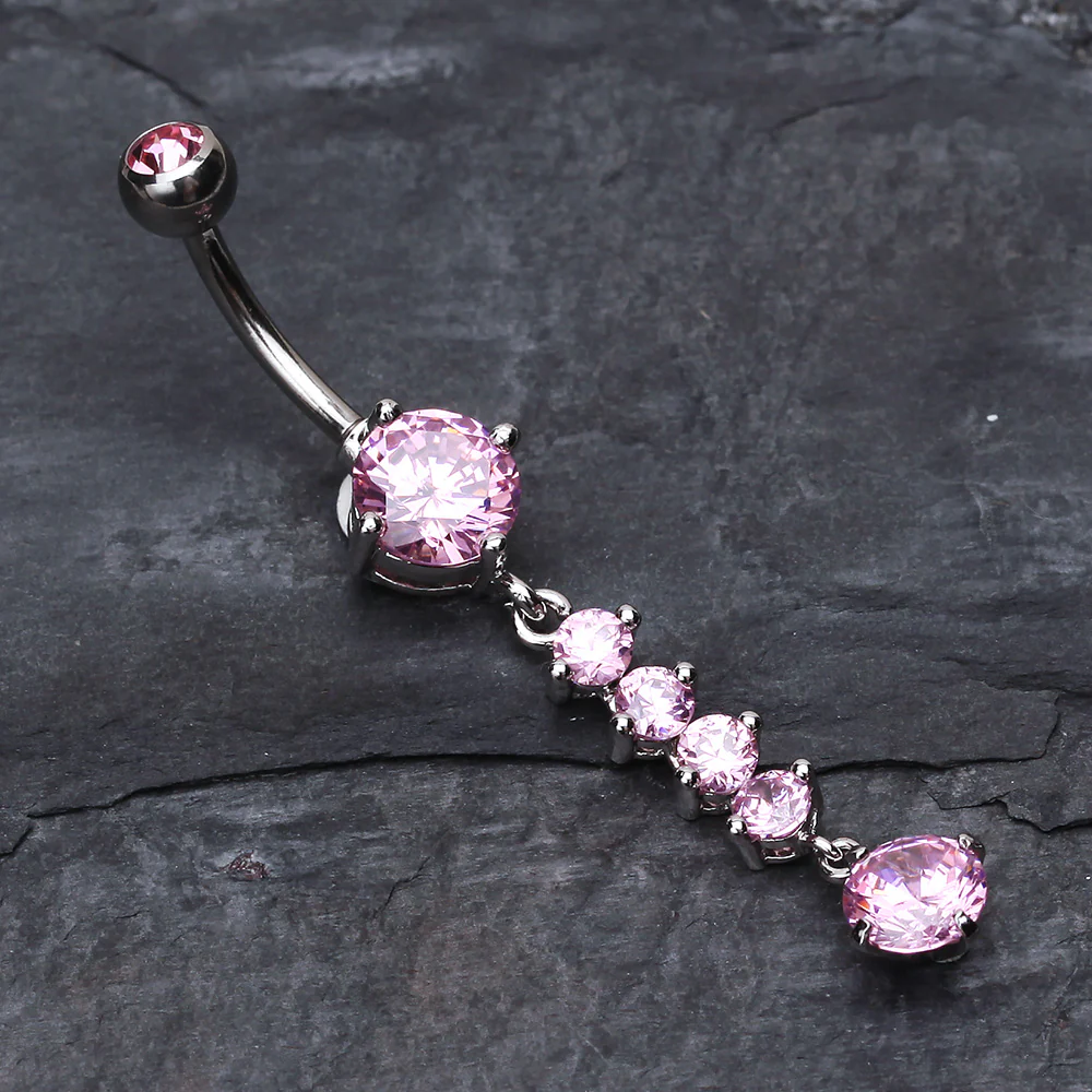Classy Multi Gem Belly Button Ring - Image 3
