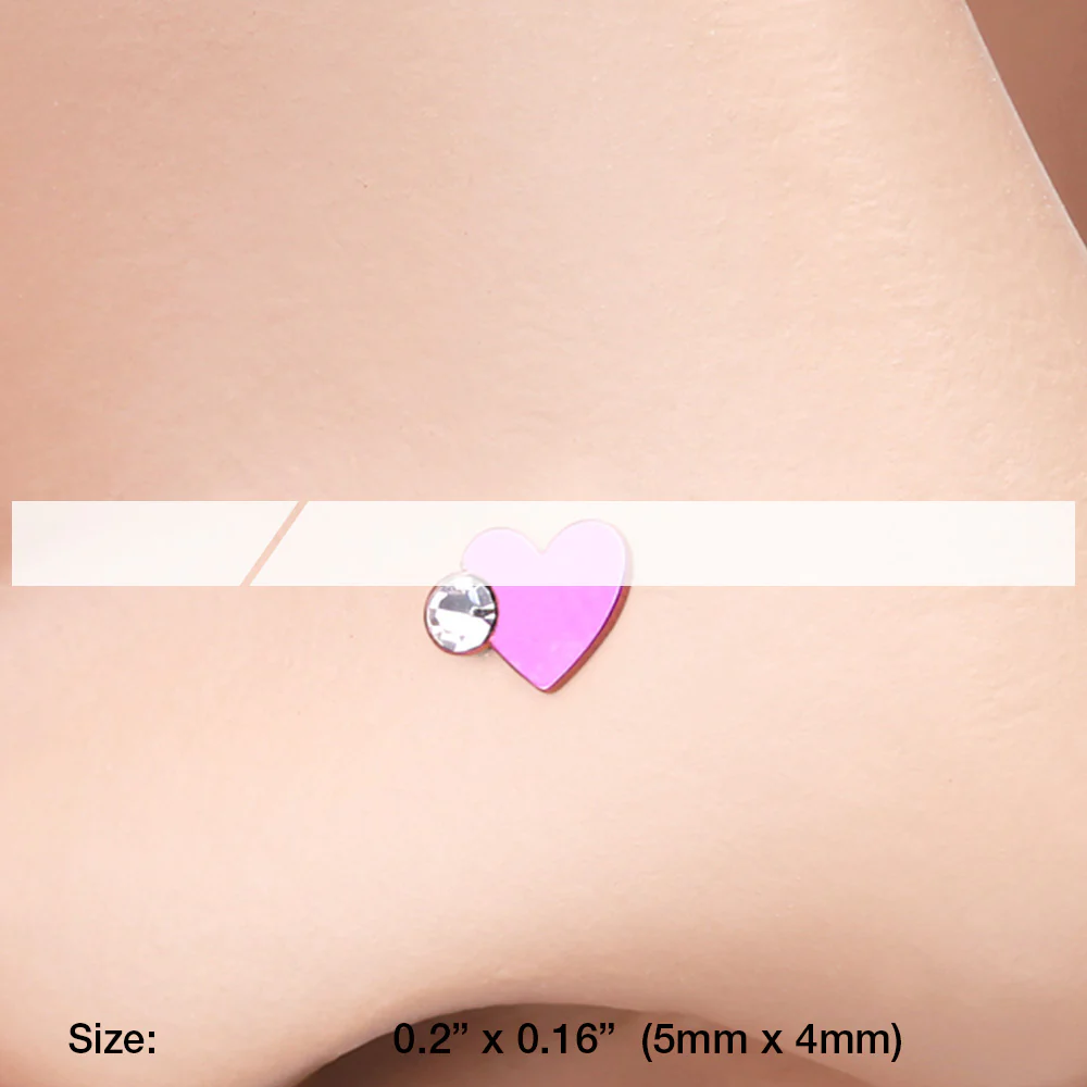 Colorline Adorable Heart Sparkle Nose Stud Ring - Image 3