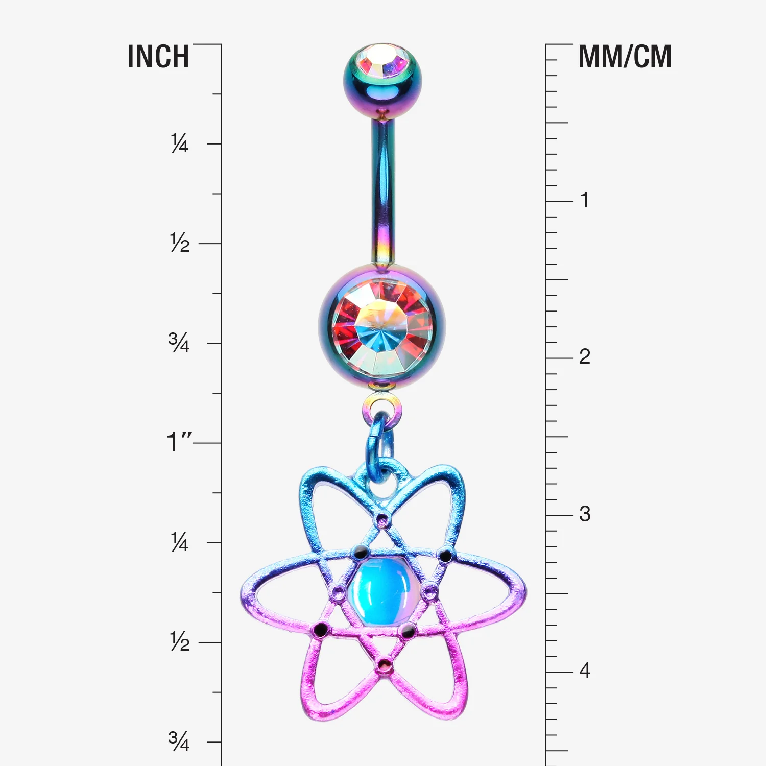 Colorline Atomic Orbital Iridescent Sparkle Belly Button Ring - Image 2