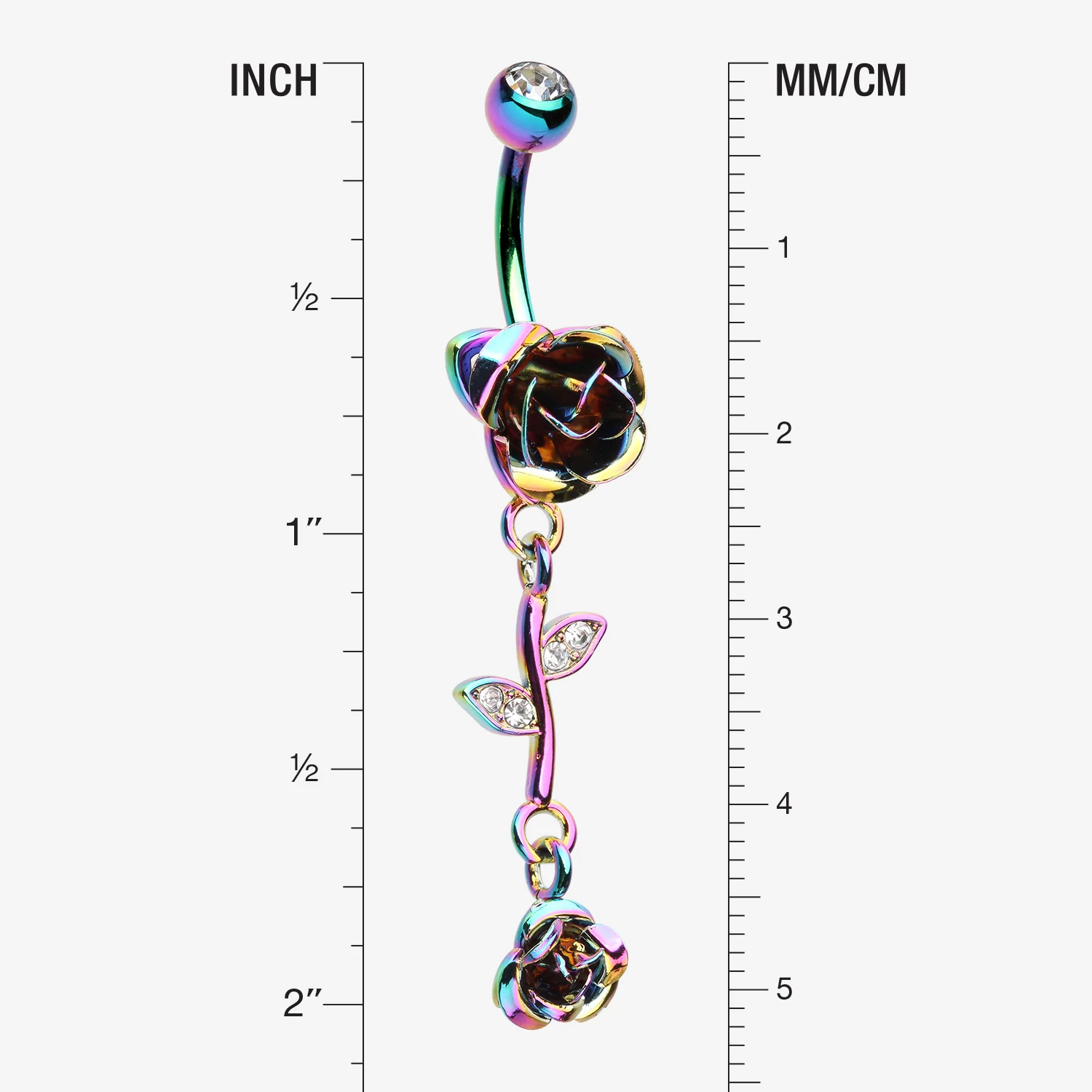 Colorline Bright Metal Rose Belly Button Ring - Image 2