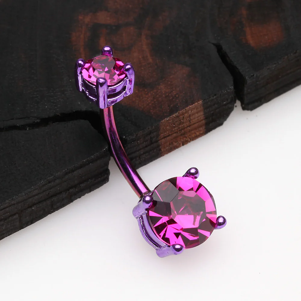 Colorline Brilliant Sparkle Gem Prong Set Belly Button Ring - Image 3