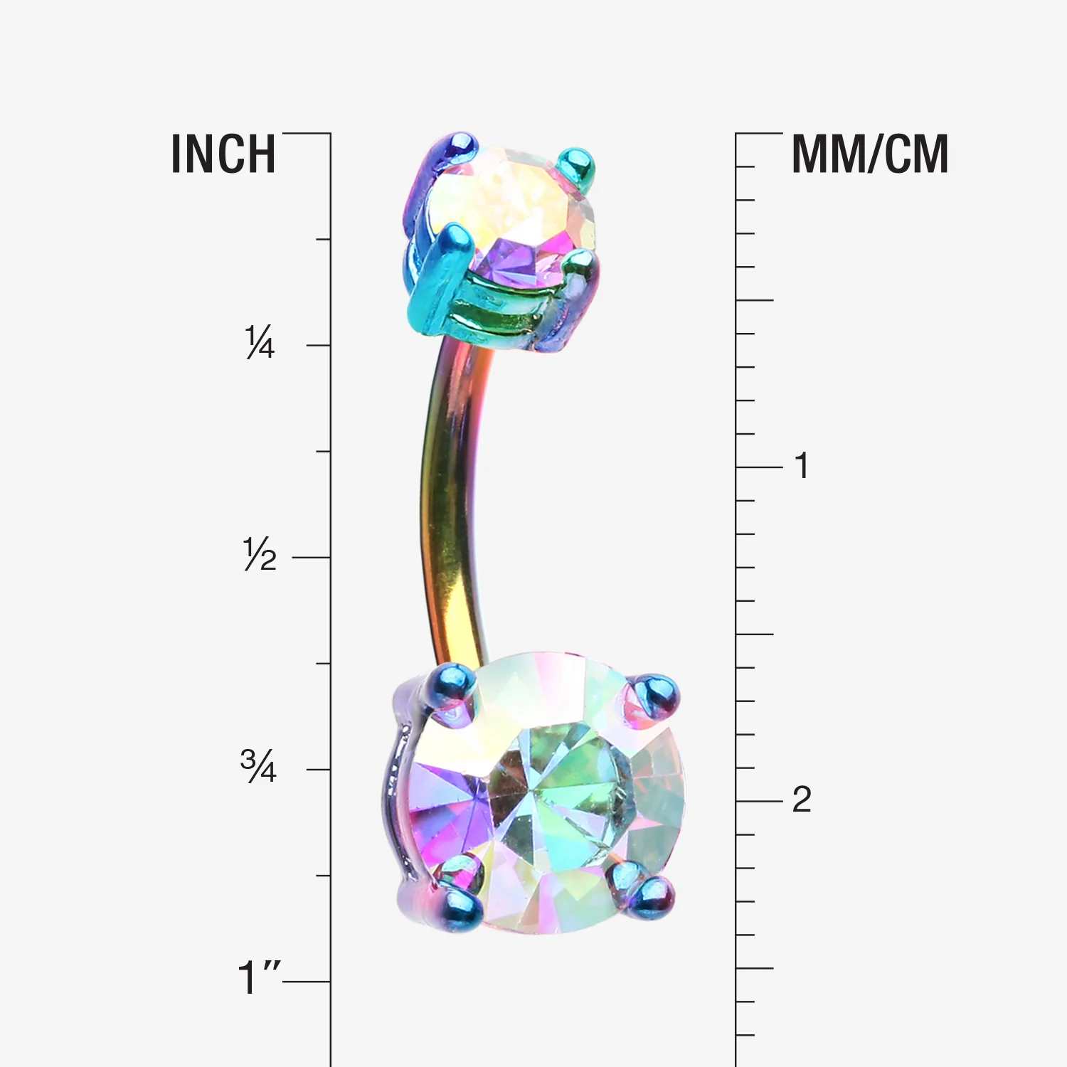Colorline Brilliant Sparkle Gem Prong Set Belly Button Ring - Image 2
