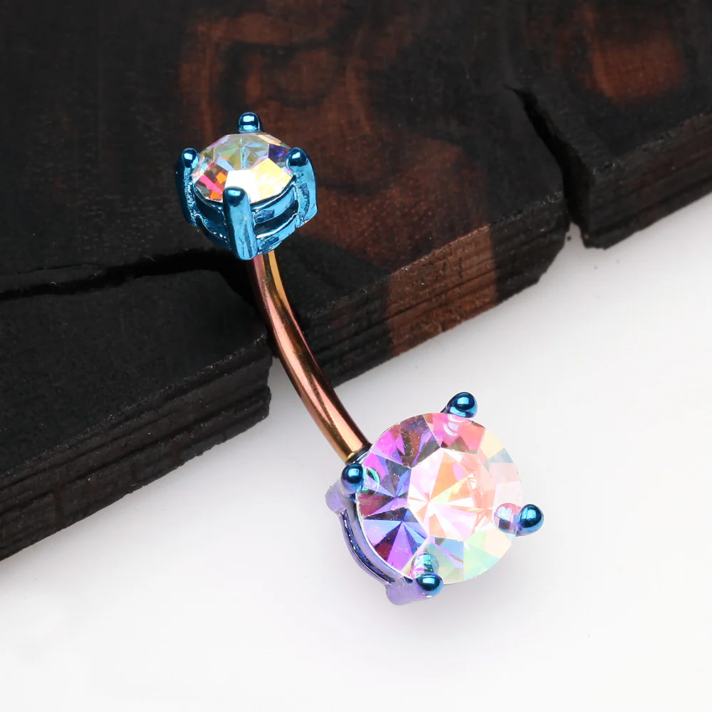 Colorline Brilliant Sparkle Gem Prong Set Belly Button Ring - Image 3