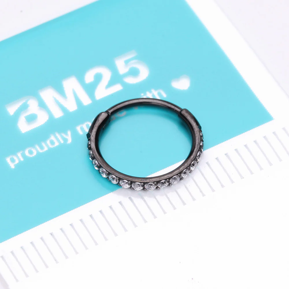 Blackline Brilliant Sparkle Gems Lined Clicker Hoop Ring - Image 5