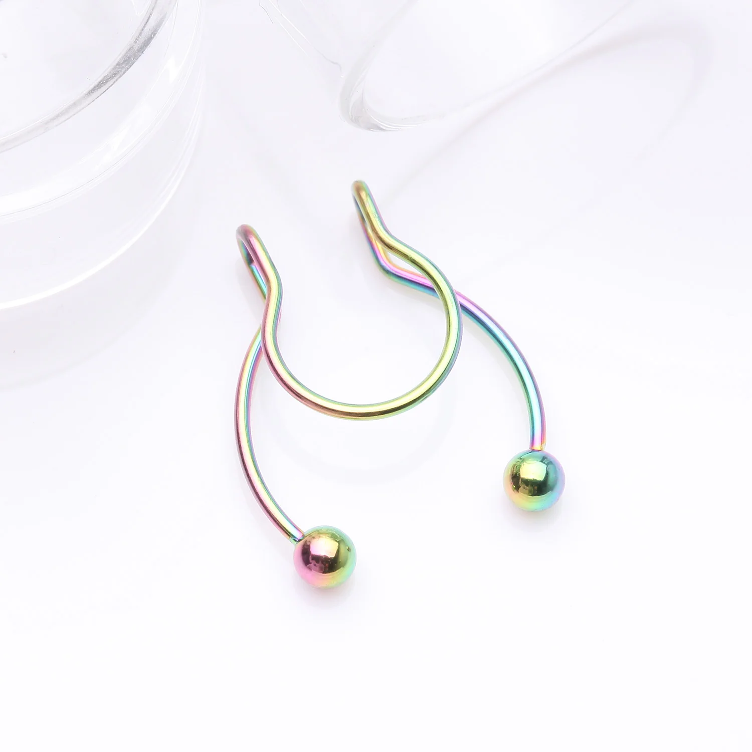Colorline Clip On Non-Piercing Fake Horseshoe Hoop Ring - Image 2