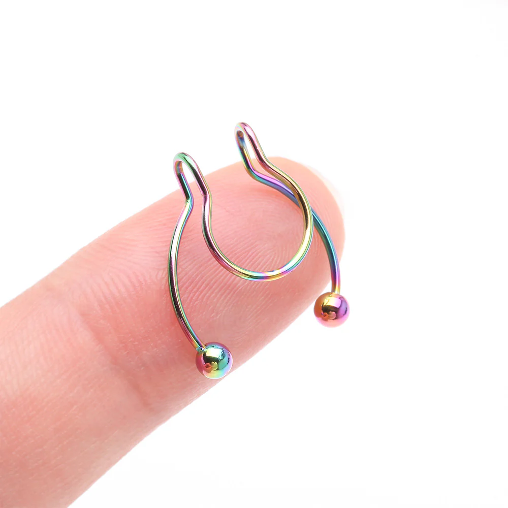 Colorline Clip On Non-Piercing Fake Horseshoe Hoop Ring - Image 3