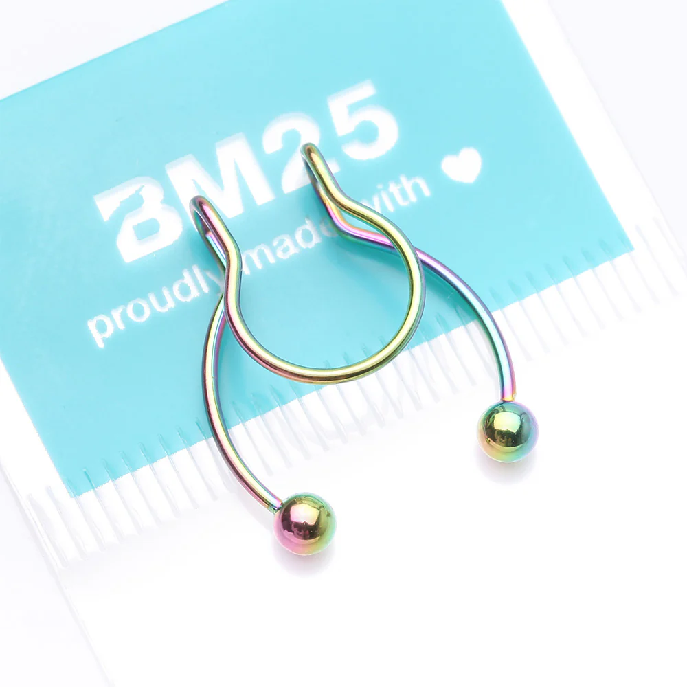 Colorline Clip On Non-Piercing Fake Horseshoe Hoop Ring - Image 5
