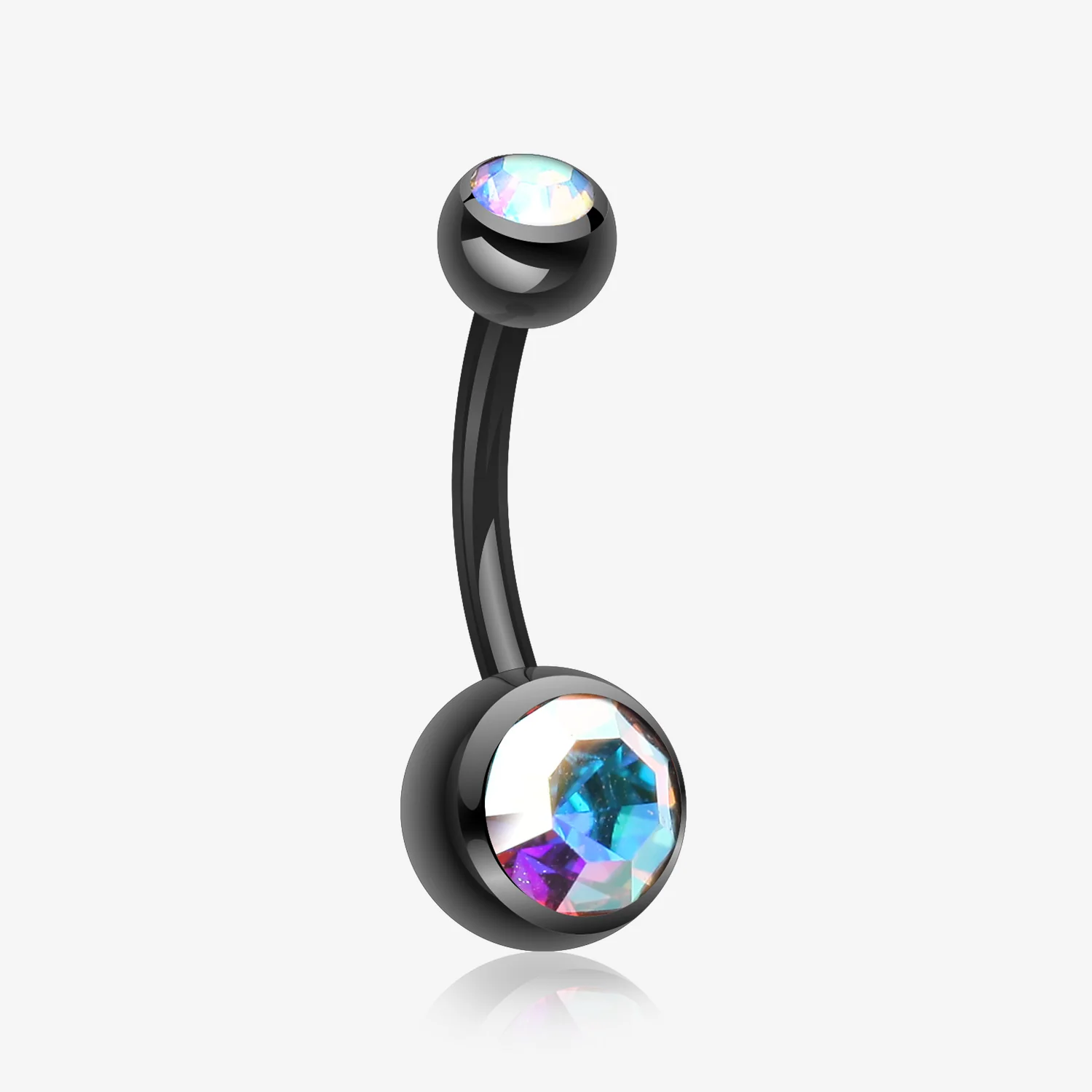 Colorline Double Gem Ball Steel Belly Button Ring