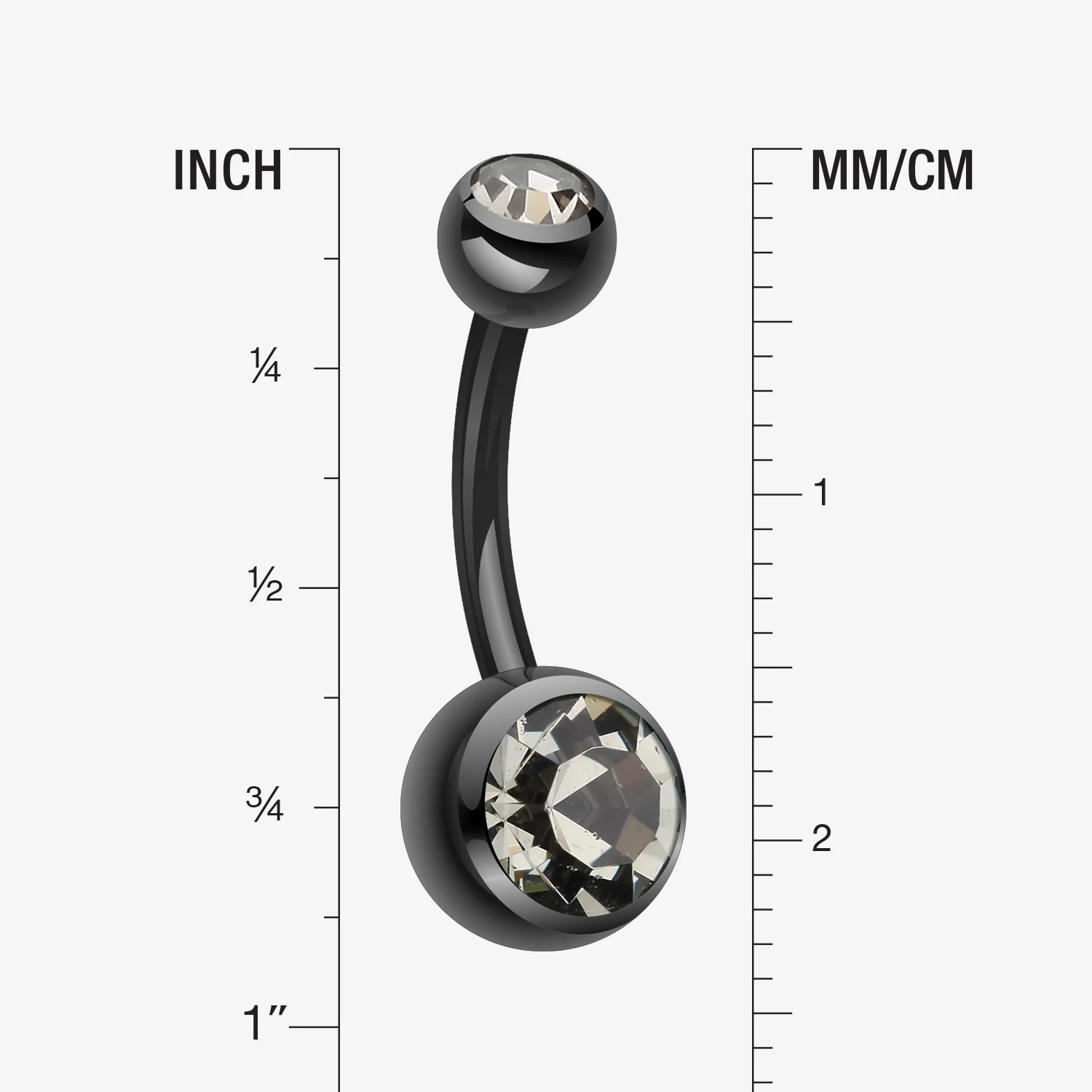 Colorline Double Gem Ball Steel Belly Button Ring - Image 2