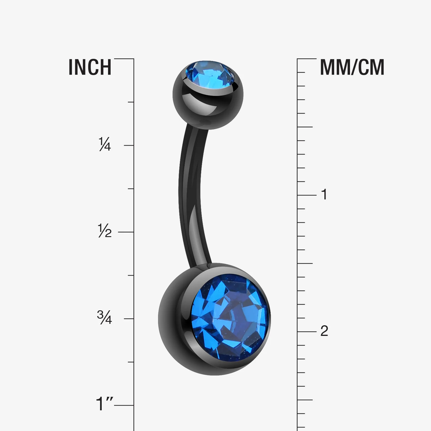 Colorline Double Gem Ball Steel Belly Button Ring - Image 2