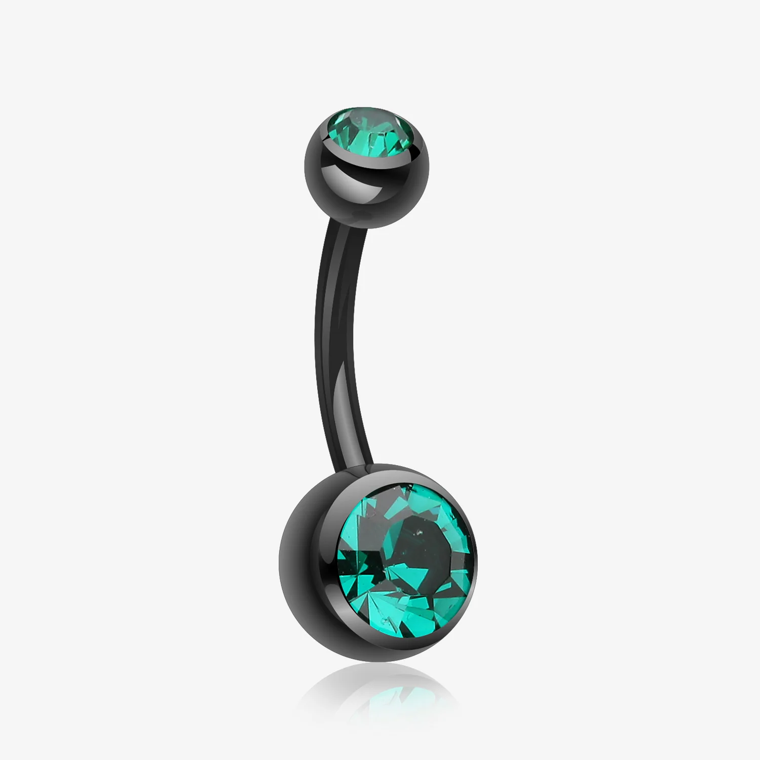 Colorline Double Gem Ball Steel Belly Button Ring
