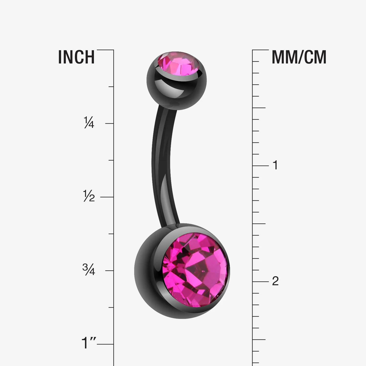 Colorline Double Gem Ball Steel Belly Button Ring - Image 2