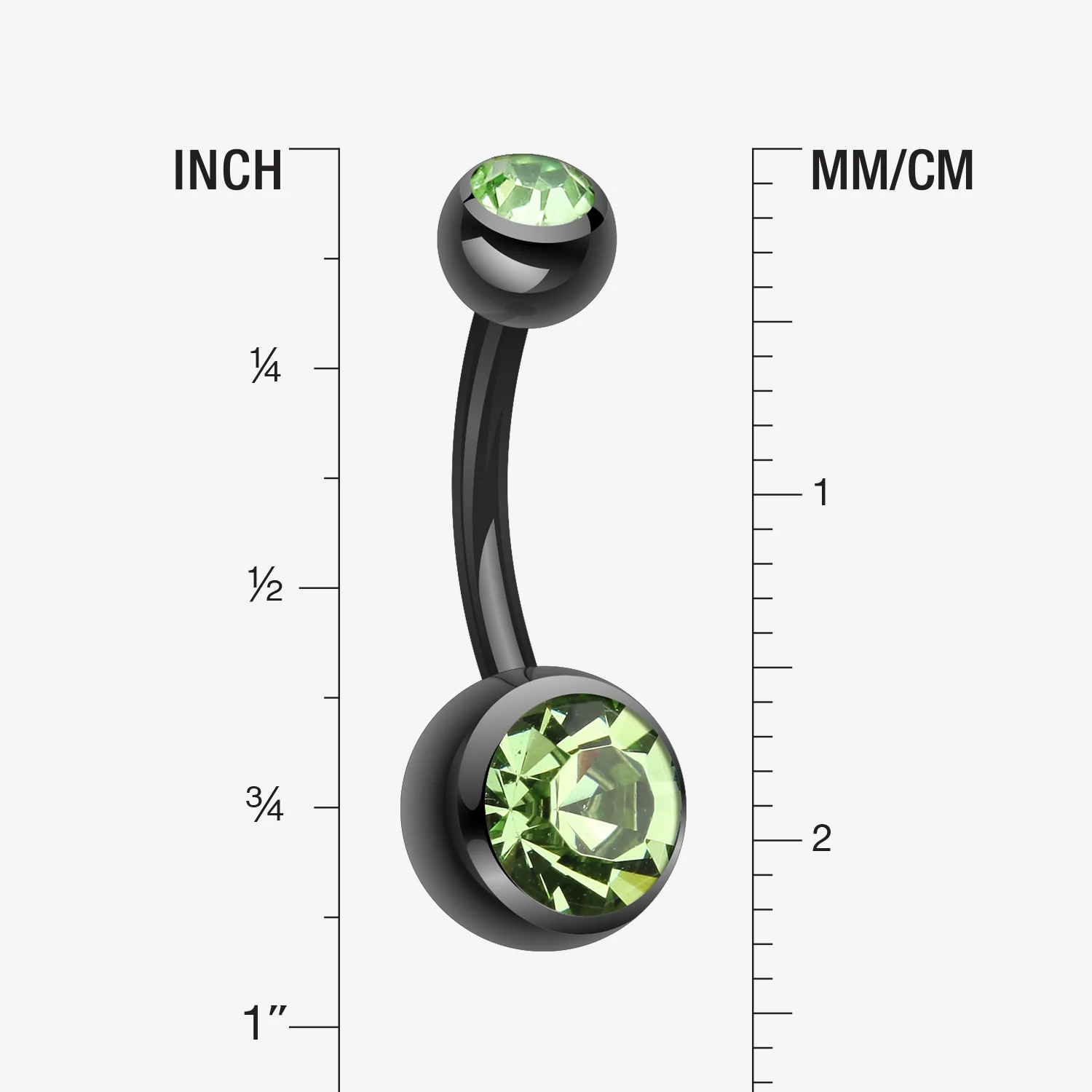 Colorline Double Gem Ball Steel Belly Button Ring - Image 2