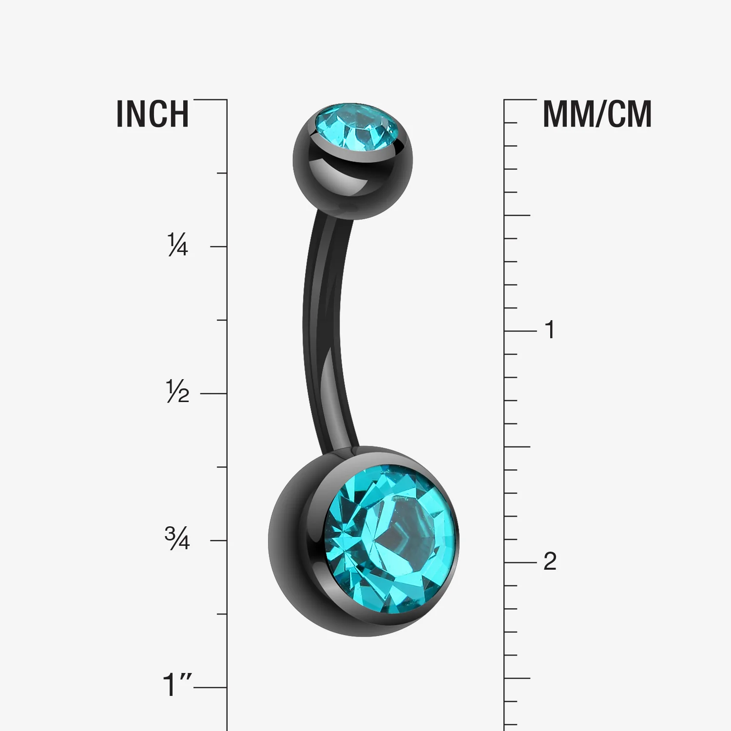 Colorline Double Gem Ball Steel Belly Button Ring - Image 2