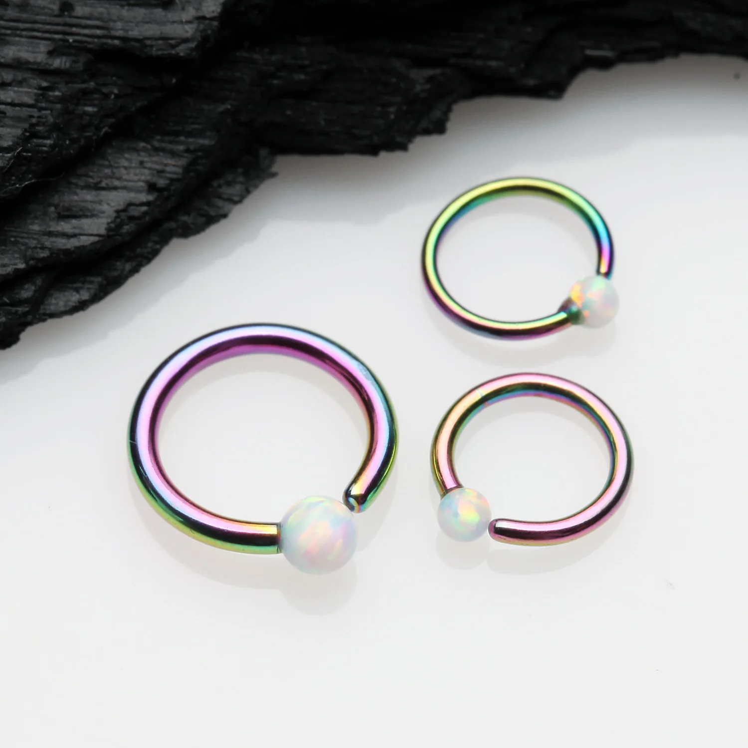 Colorline Fire Opal Basic Bendable Twist Hoop Ring - Image 2