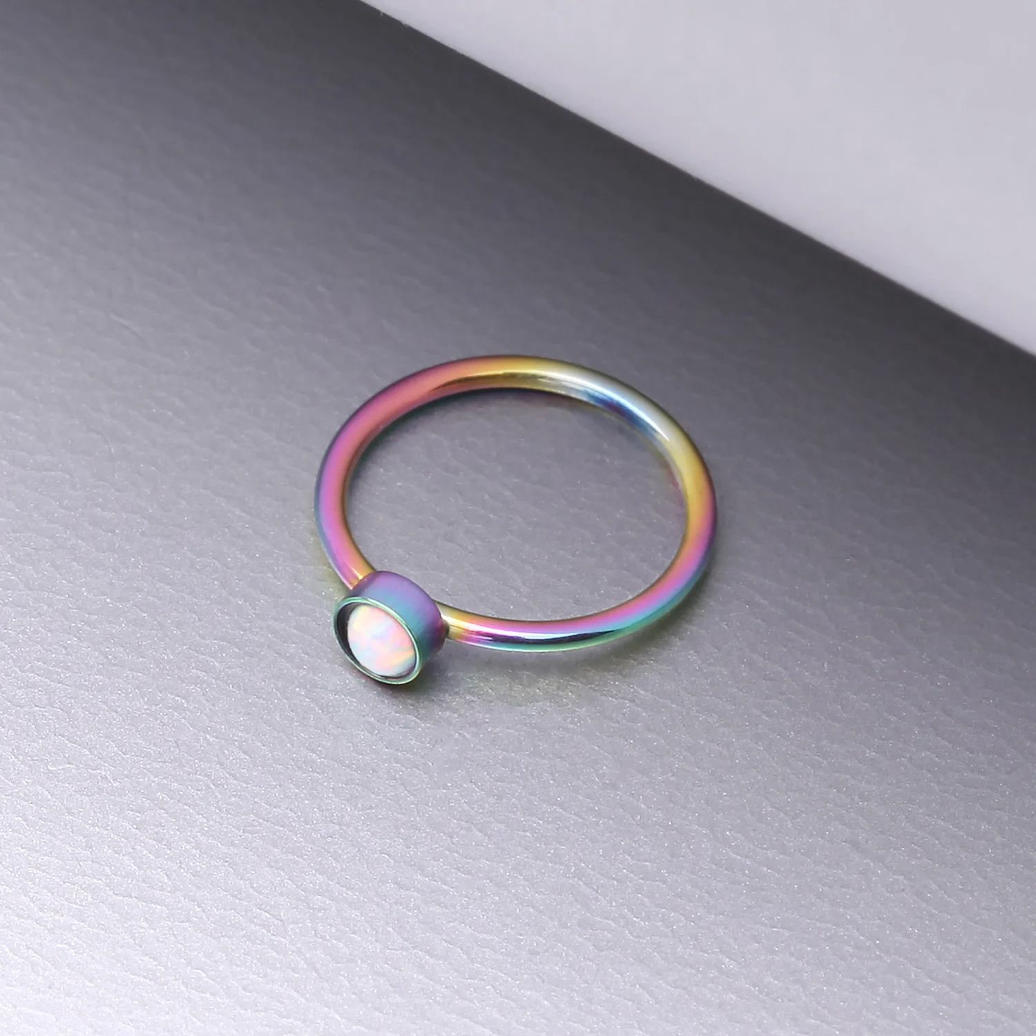 Colorline Fire Opal Sparkle Bezel Set Bendable Hoop Ring - Image 2