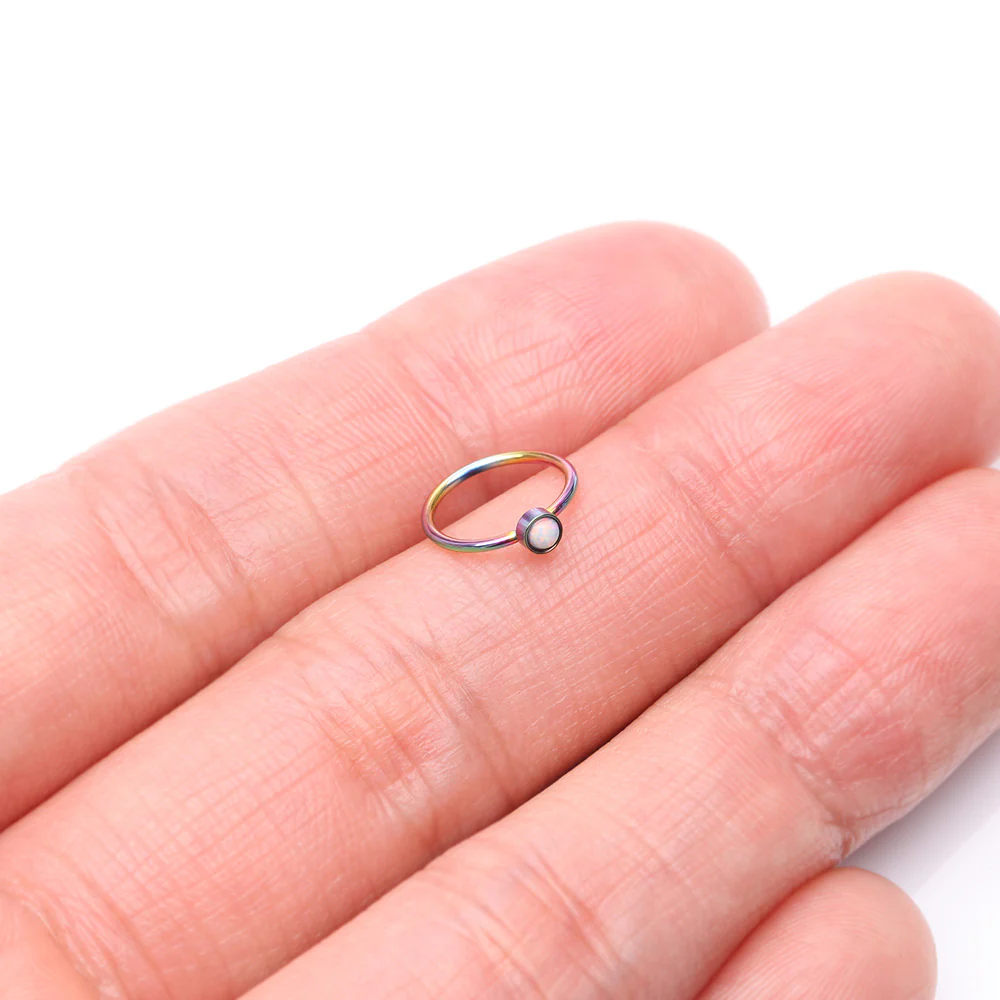 Colorline Fire Opal Sparkle Bezel Set Bendable Hoop Ring - Image 3