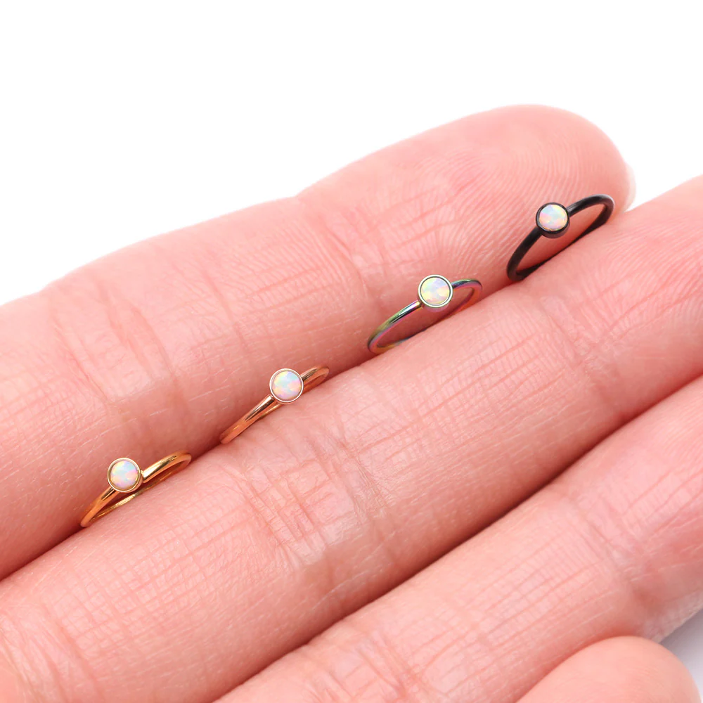 Colorline Fire Opal Sparkle Bezel Set Bendable Hoop Ring - Image 4