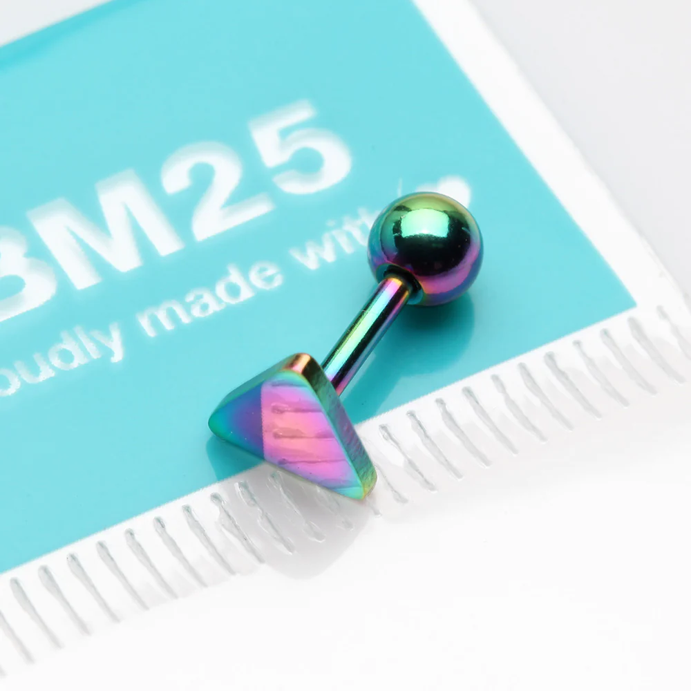 Colorline Flat Triangle Top Cartilage Tragus Barbell Earring - Image 3