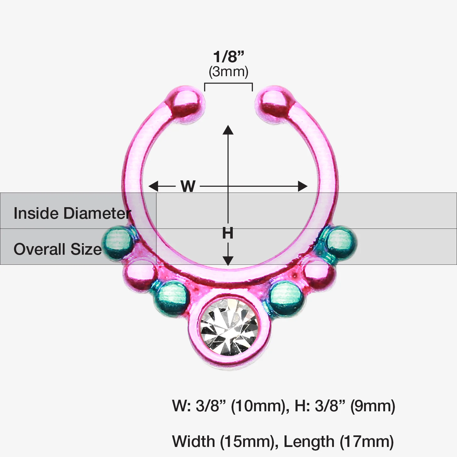 Colorline Gem Grandiose Fake Septum Clip-On Ring - Image 2