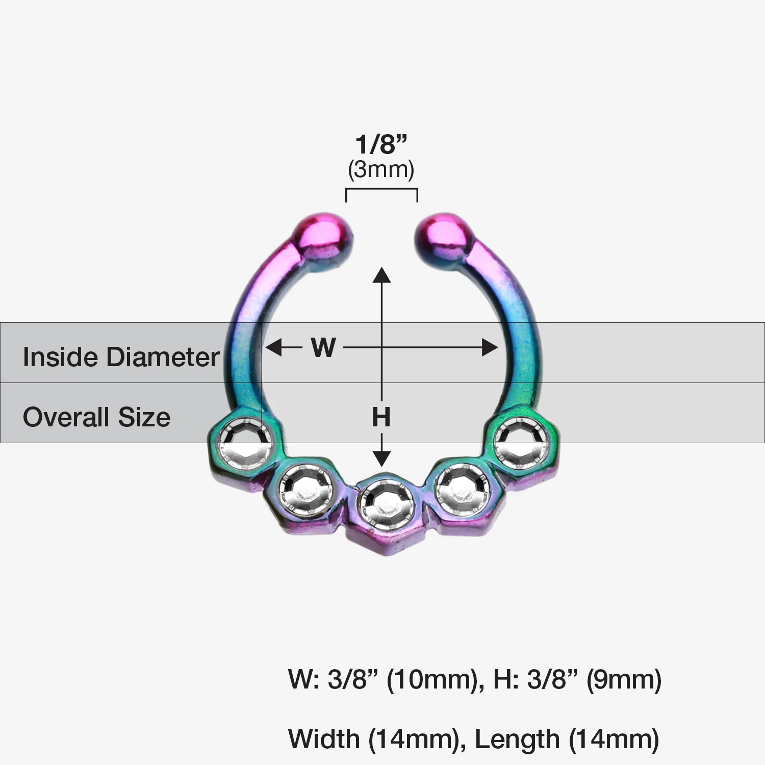 Colorline Hexa Gemina Sparkle Fake Septum Clip-On Ring - Image 2