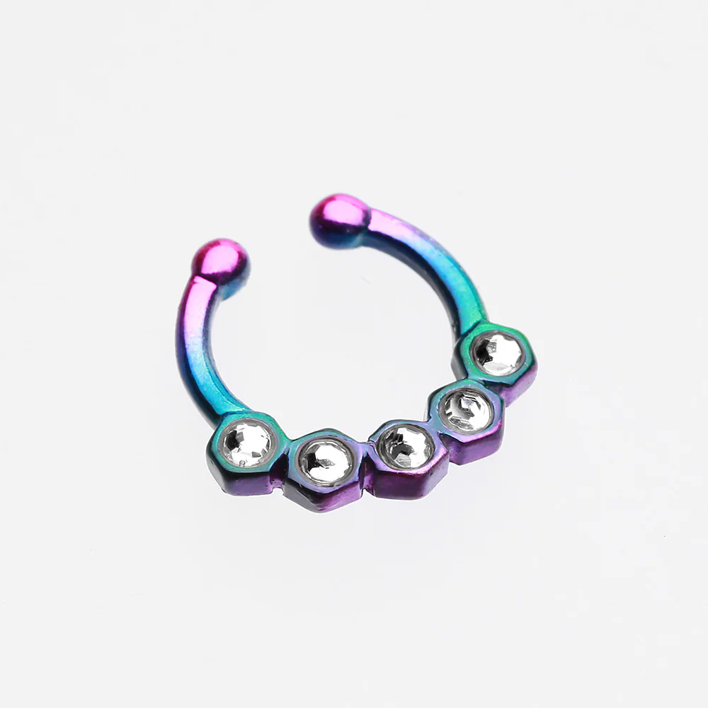 Colorline Hexa Gemina Sparkle Fake Septum Clip-On Ring - Image 3