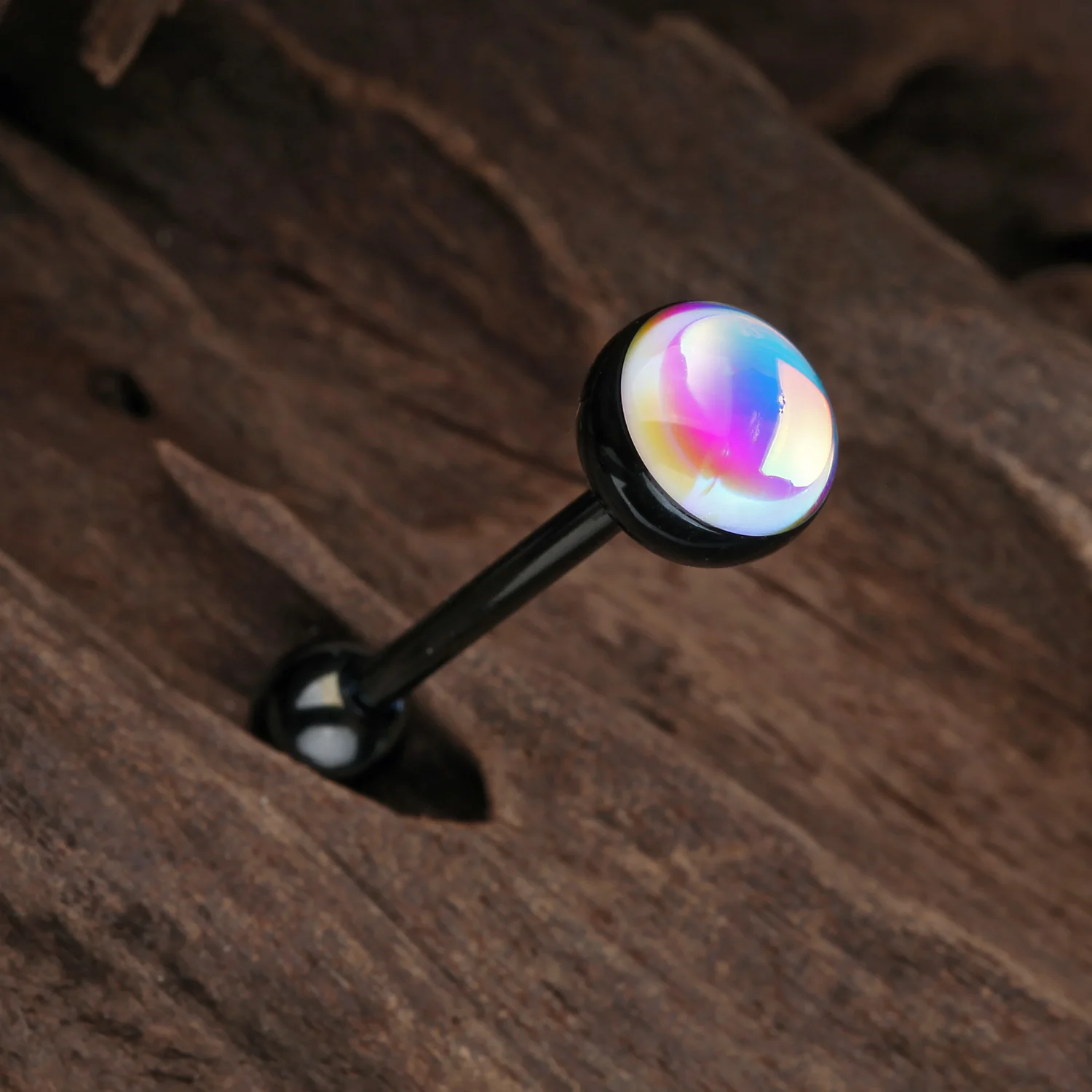 Colorline Iridescent Revo Barbell Tongue Ring - Image 2