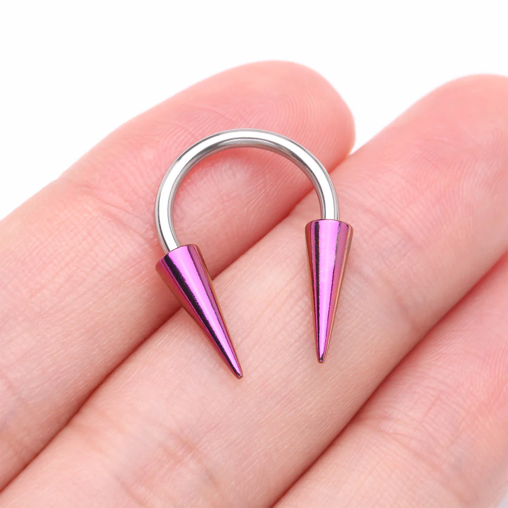 Colorline Long Spikes Steel Horseshoe Circular Barbell - Image 3