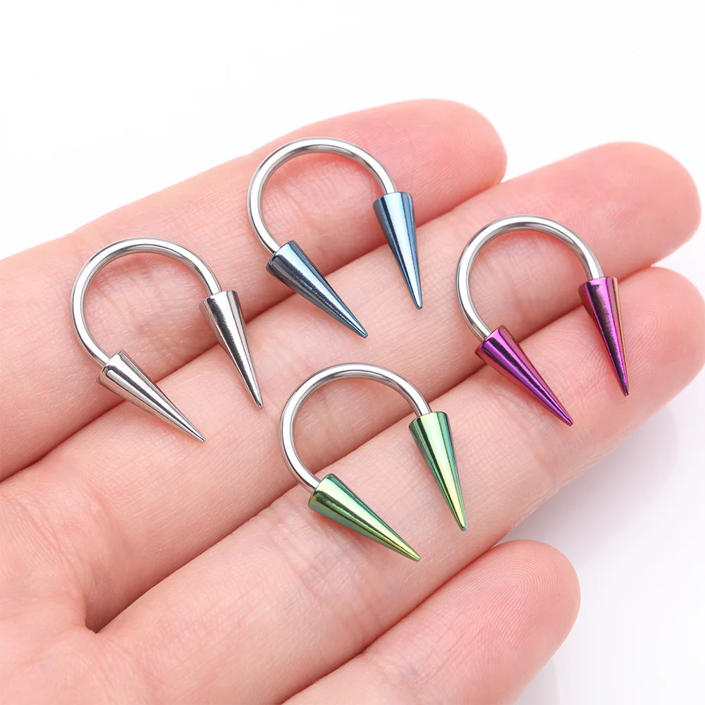 Colorline Long Spikes Steel Horseshoe Circular Barbell - Image 4