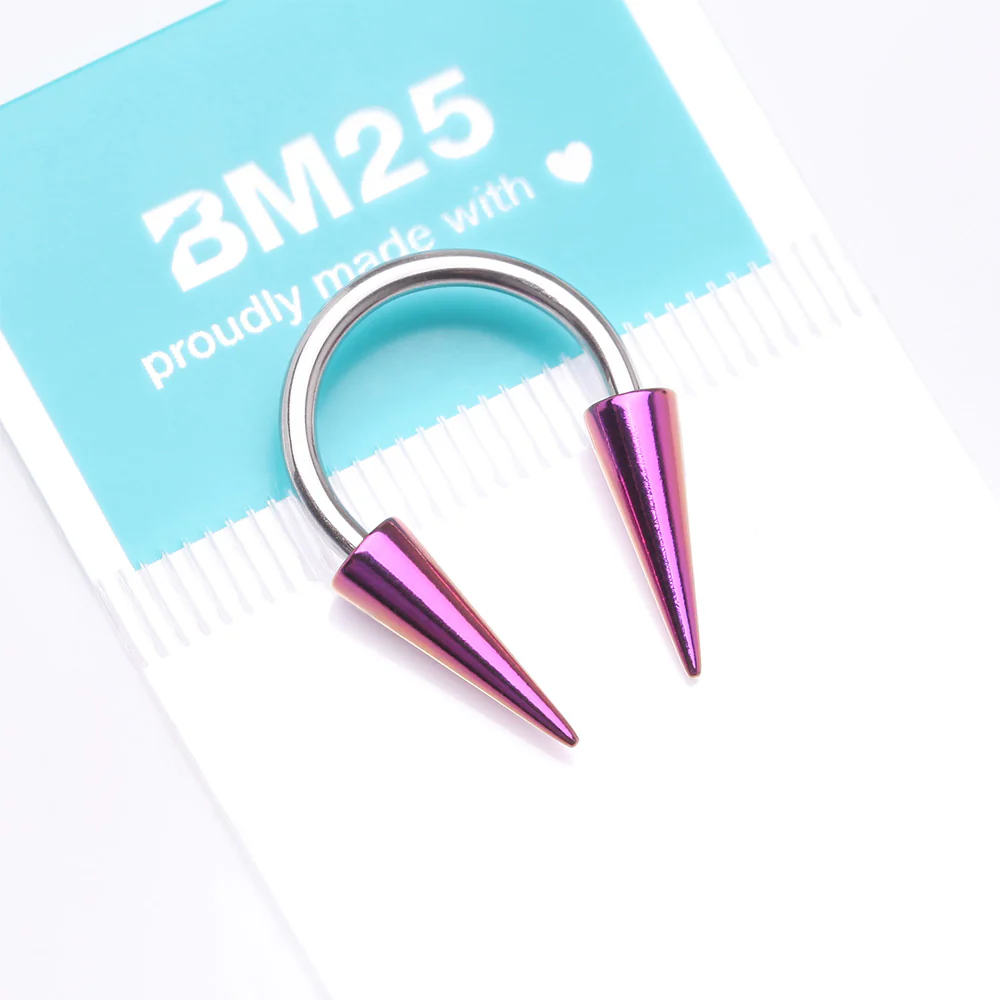 Colorline Long Spikes Steel Horseshoe Circular Barbell - Image 5