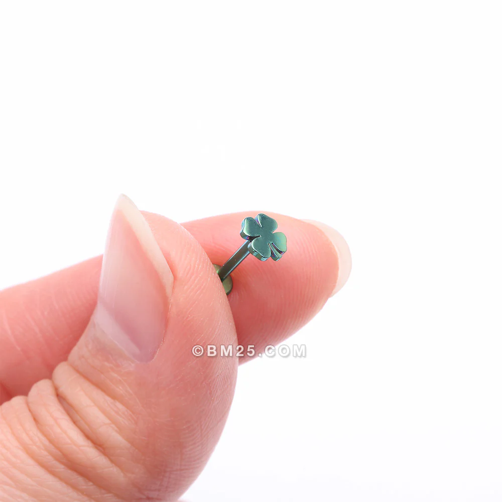 Colorline Lucky Charm Clover Top Internally Threaded Labret Flat Back Stud - Image 3