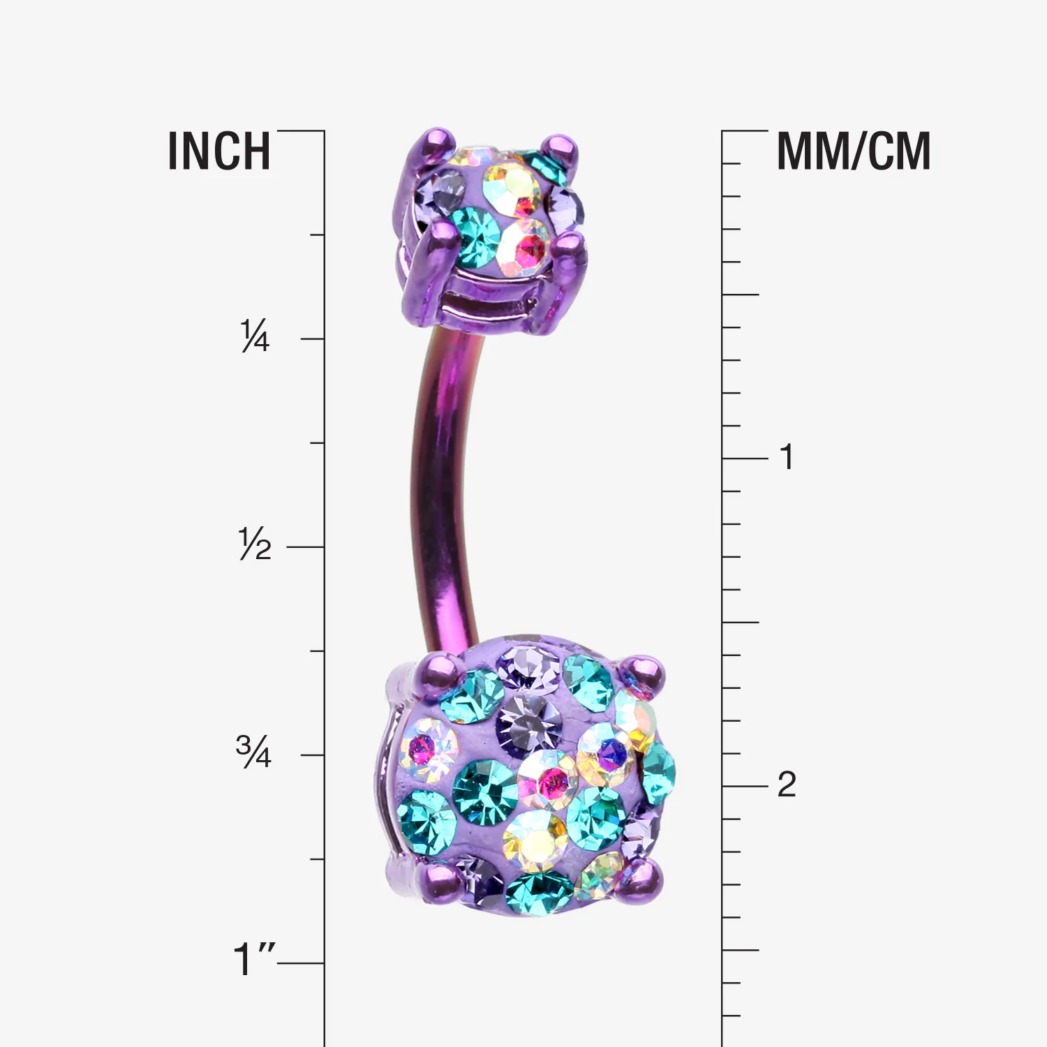 Colorline Motley Multi-Gem Sprinkle Sparkle Prong Set Belly Button Ring - Image 2