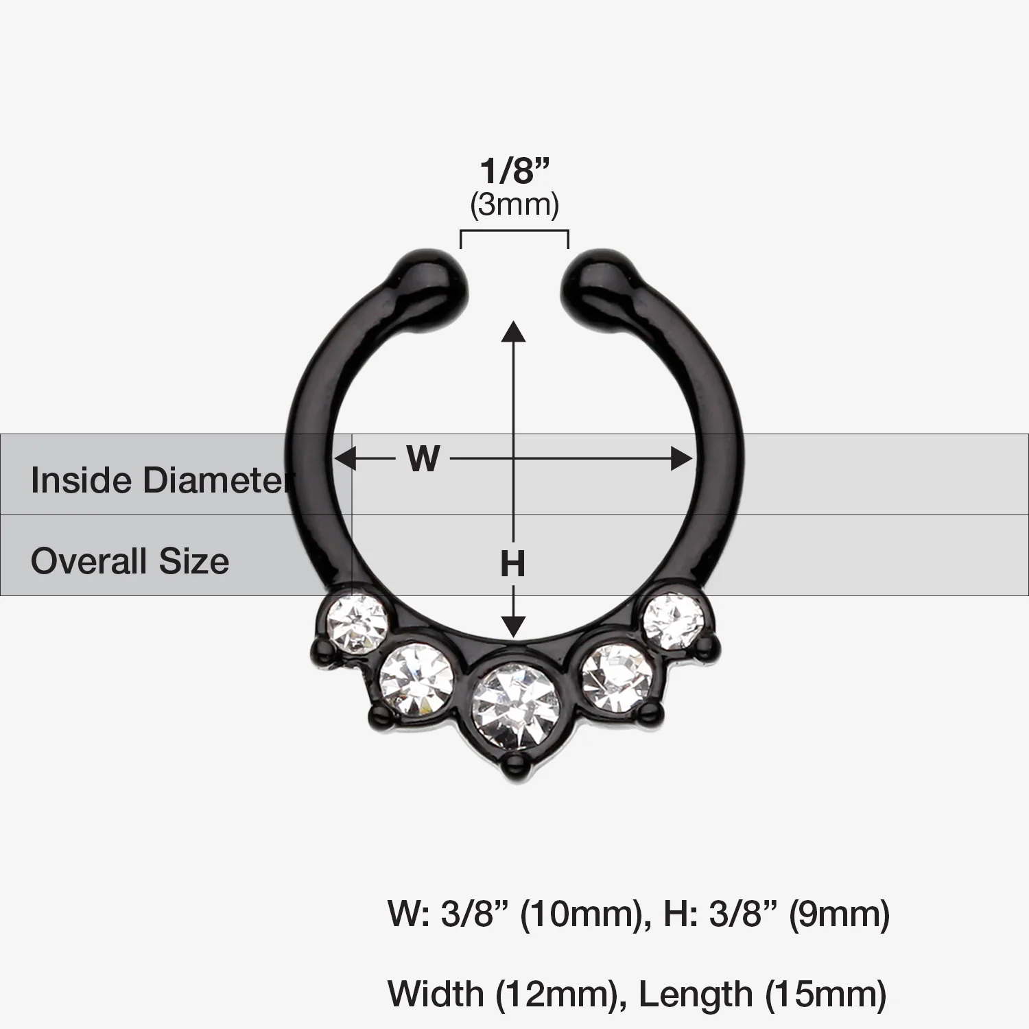 Colorline Multi-Gem Precia Fake Septum Clip-On Ring - Image 2