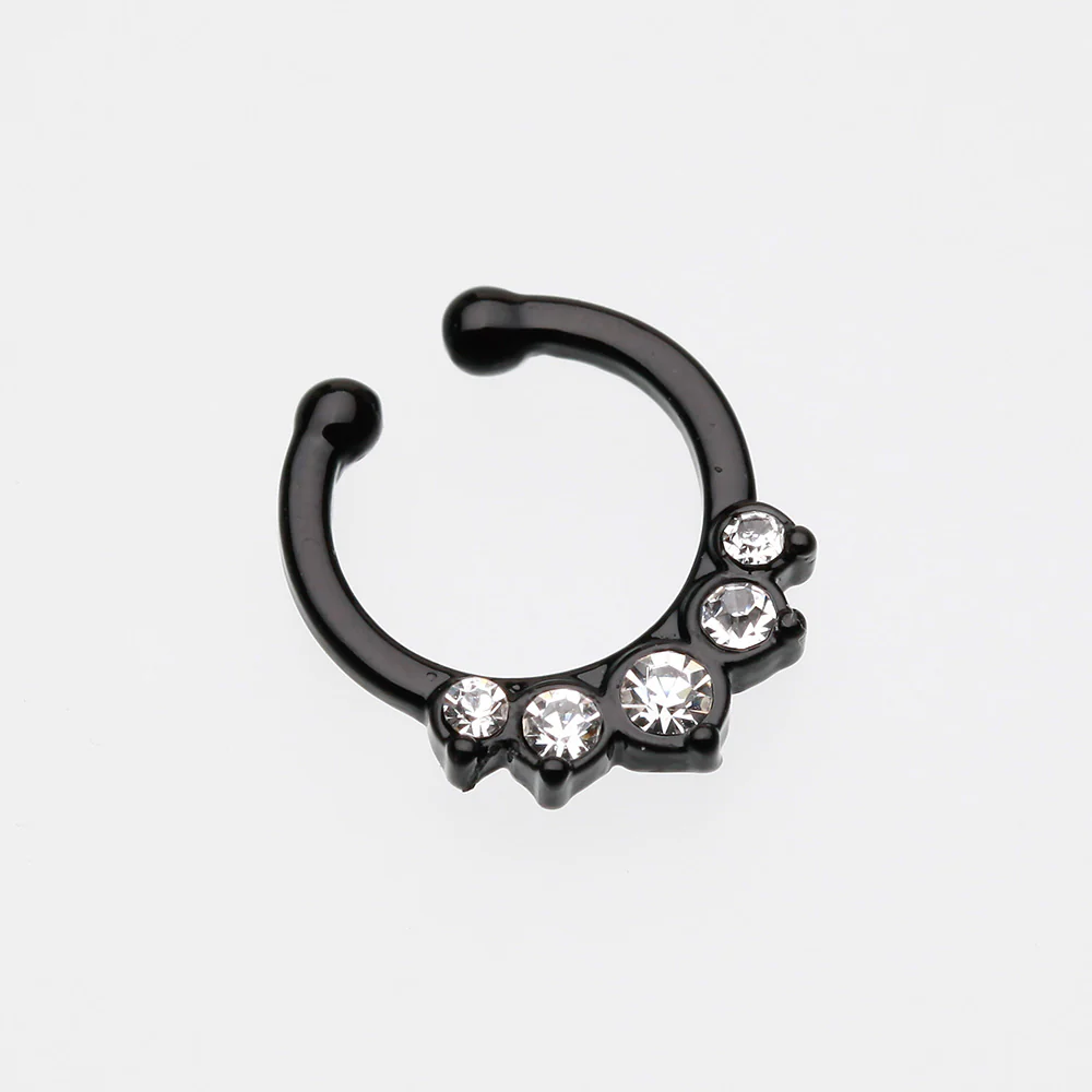 Colorline Multi-Gem Precia Fake Septum Clip-On Ring - Image 3