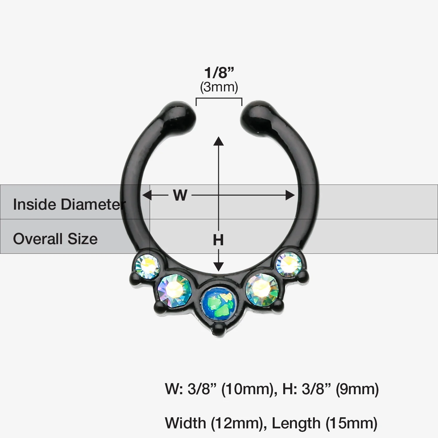 Colorline Opal Precia Fake Septum Clip-On Ring - Image 2
