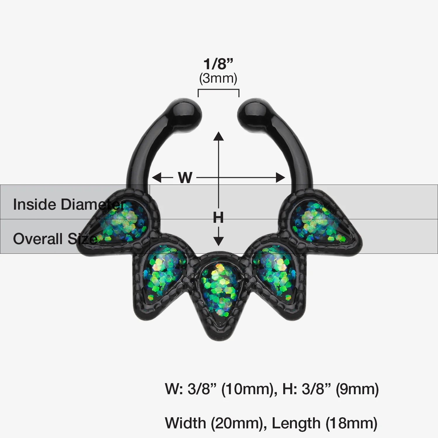 Colorline Opal Quinary Spear Fake Septum Clip-On Ring - Image 2