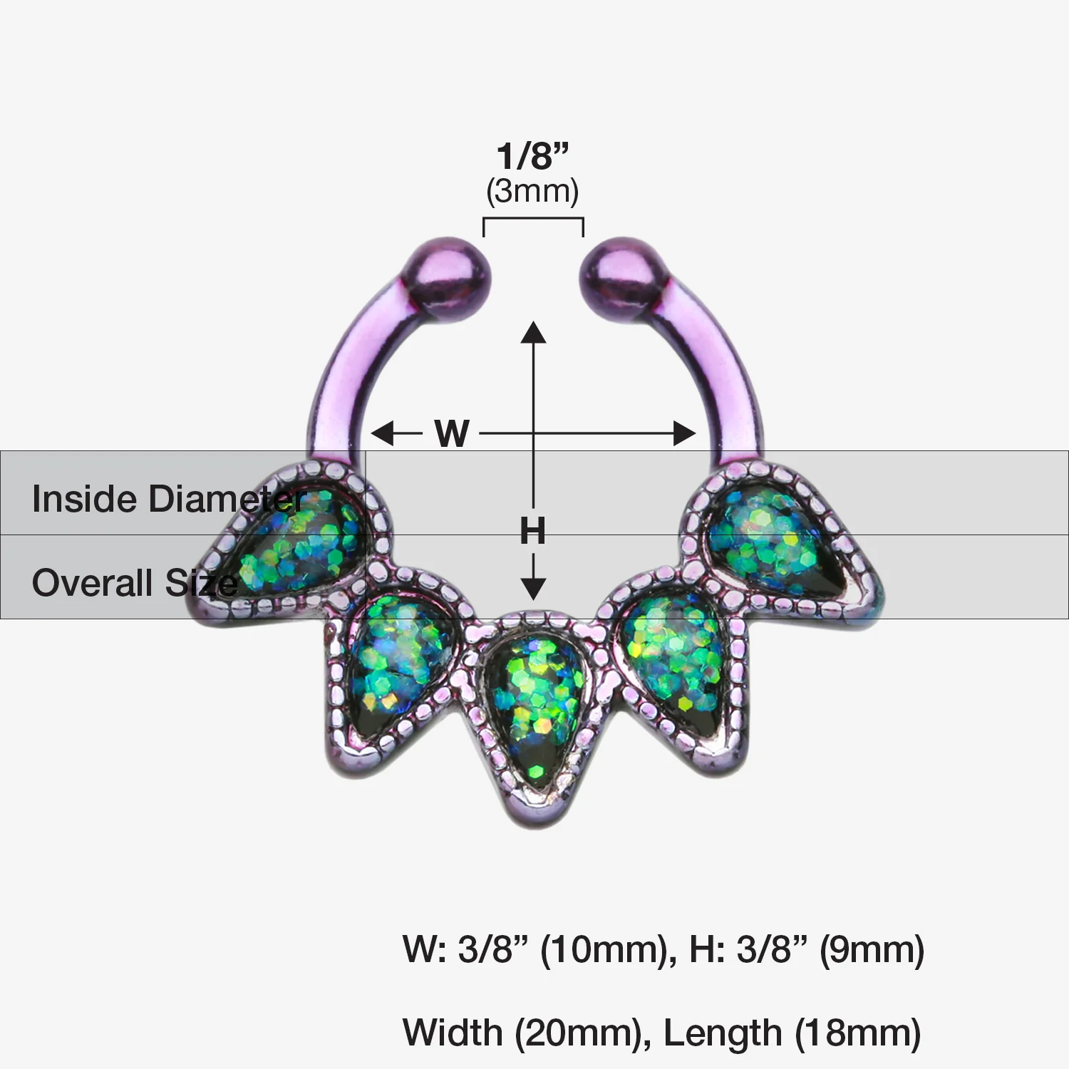 Colorline Opal Quinary Spear Fake Septum Clip-On Ring - Image 2