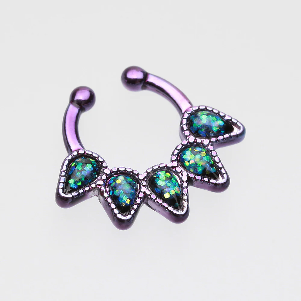 Colorline Opal Quinary Spear Fake Septum Clip-On Ring - Image 3