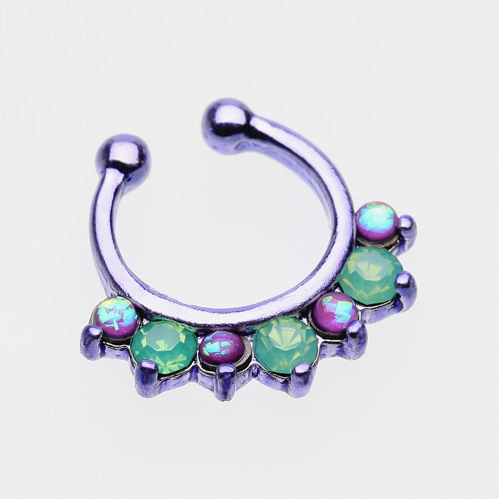 Colorline Opal Sparkle Deuce Fake Septum Clip-On Ring - Image 3