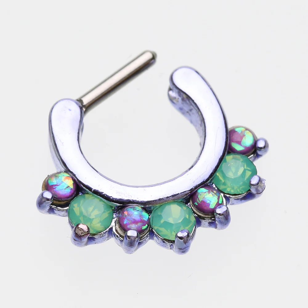 Colorline Opal Sparkle Deuce Septum Clicker Ring - Image 4